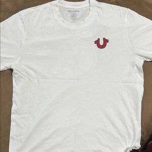 True Religion White Tee with Maroon Logo